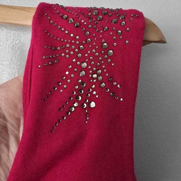 Express XS Pink Shirt Top Y2K Rhinestone Studded Accent Stretch - Picture 2 of 7